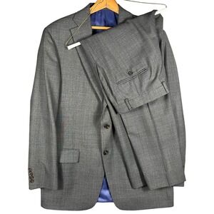 Hart Schaffner Marx Suit Men 42R Grey Plaid Drago Super 130s Wool Made in USA